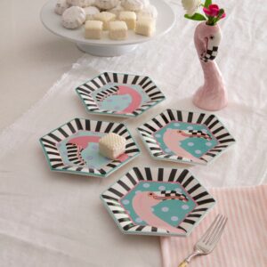 Club Flamingo Ceramic Serveware – Club Flamingo, Dessert Plates, Set of 4