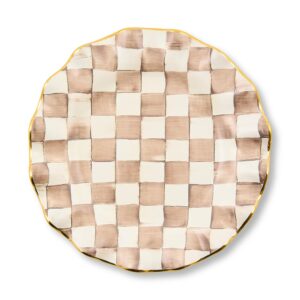 Mocha Check Fluted Ceramic Dinnerware – Mocha Check, Dinner Plate