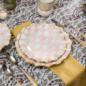 Rosy Check Fluted Ceramic Dinnerware – Rosy Check, Dessert Plate