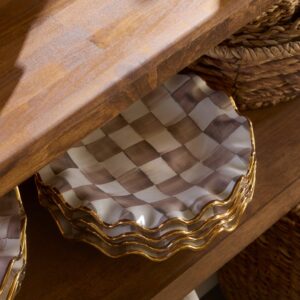 Mocha Check Fluted Ceramic Dinnerware – Mocha Check, Dessert Plate