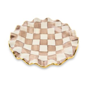 Mocha Check Fluted Ceramic Dinnerware