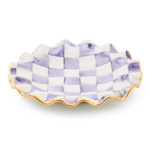 Violet Check Fluted Ceramic Dinnerware – Violet Check, Dessert Plate