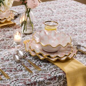 Rosy Check Ceramic Fluted Breakfast Bowl