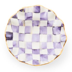 Rosy Check Ceramic Fluted Breakfast Bowl – Violet Check