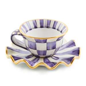 Ceramic Teacup & Saucer – Violet Check, Saucer