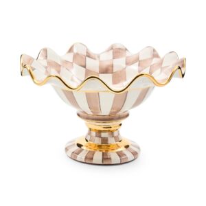 Rosy Check Ceramic Compote – Mocha Check