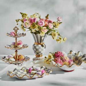 Ceramic Sweet Stand – Sterling Check, Three Tier