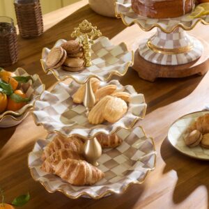 Ceramic Sweet Stand – Mocha Check, Three Tier
