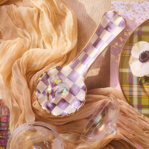 Rosy Check Ceramic Spoon Rest – Violet Check