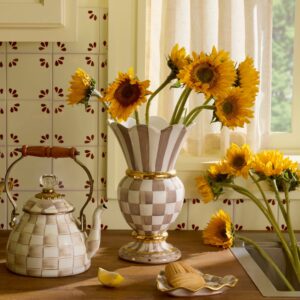 Rosy Check Ceramic Great Vase – Mocha Check