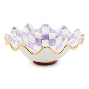 Rosy Check Medium Ceramic Fluted Serving Bowl – Violet Check