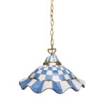 Royal Check Ceramic Fluted Hanging Lamp