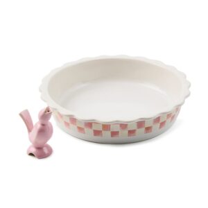 Check Everyday Pie Plate with Pie Bird – Rosy Check