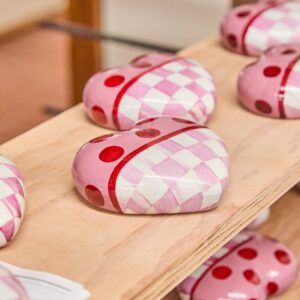 Pink Dotty Heart Ceramic Decor