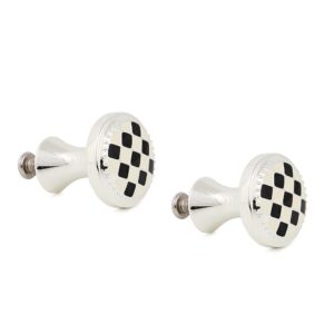 Check Silver Plated Knobs, Set of 2