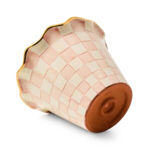 Courtly Check 8″ Ceramic Garden Pot – Rosy Check