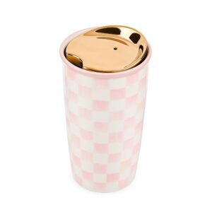 Courtly Check Ceramic Travel Cup – Rosy Check