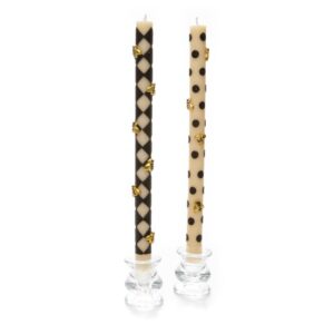 Bee Black Dinner Candles, Set of 2