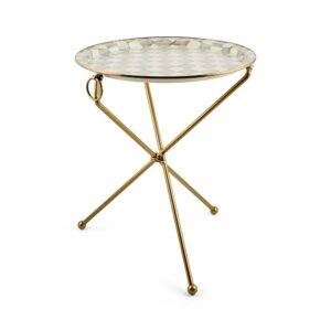 Courtly Check Enamel Tilt Accent Table – Sterling Check