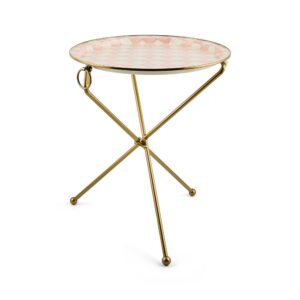 Courtly Check Enamel Tilt Accent Table – Rosy Check