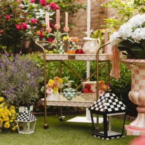 Check Tiered Kitchen Cart – Rosy Check, 2-Tier