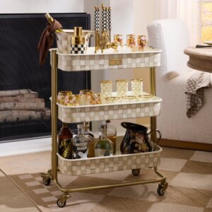 Check Tiered Kitchen Cart – Mocha Check, 3-Tier