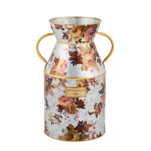 Wild Rose Galvanized Milk Can