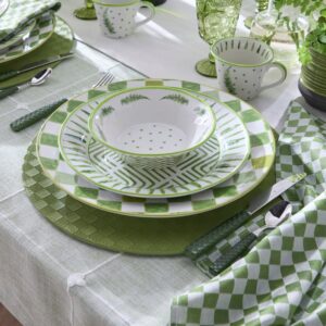 Check Faux Leather Placemat – Green