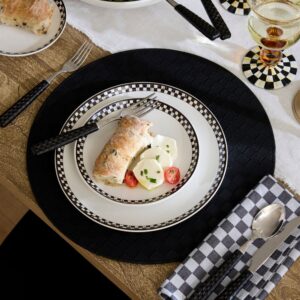 Check Faux Leather Placemat – Black