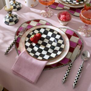 Beaded Check Heart Shaped Placemat – Red & White