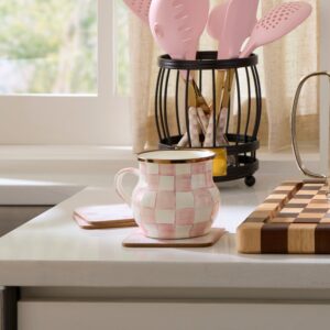 Courtly Checked Cork Back Coasters, Set of 4 – Rosy Check