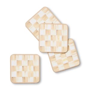 Courtly Checked Cork Back Coasters, Set of 4 – Mocha Check