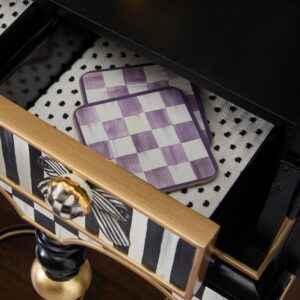 Courtly Checked Cork Back Coasters, Set of 4 – Violet Check