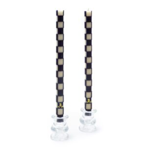 Check Navy Dinner Candles, Set of 2
