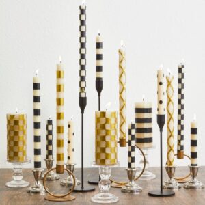 Pink Mini Dinner Candles, Set of 6 – Black & Ivory