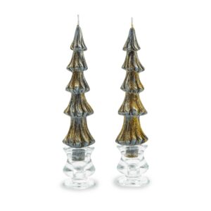 Tree Dinner Candles – 8″ – Black – Set of 2