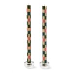 Check Pastel Dinner Candles, Set of 2