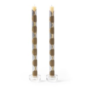 Macrodot Grey Dinner Candles, Set of 2
