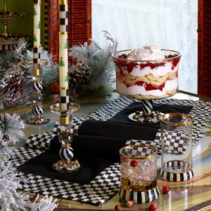 Christmas Tree Dinner Candles – Check Bands – Set of 2