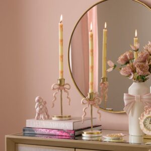 Pink Bow Dinner Candles, Set of 2 – Pink