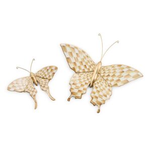 Butterfly Wall Decor – Mocha Check, Duo