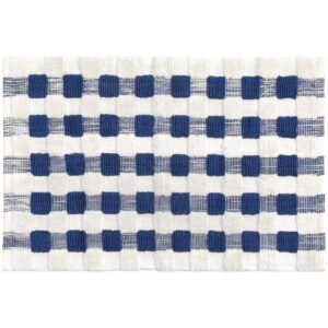 Texture Check Basic Bath Rug – Royal and White