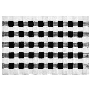 Texture Check Basic Bath Rug – Black and White