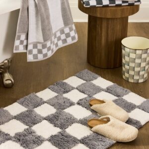 Checkerboard Black Bath Rug – Grey