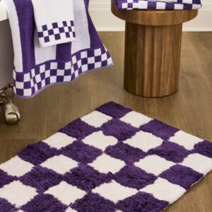 Checkerboard Black Bath Rug – Plum