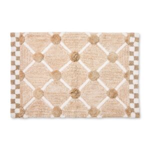 Grey Lattice & Dot Bath Rug – Taupe