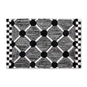 Grey Lattice & Dot Bath Rug – Black