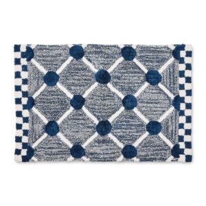 Grey Lattice & Dot Bath Rug – Navy