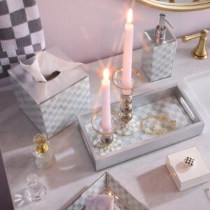 Check Glass Candlestick – Sterling Check, Small