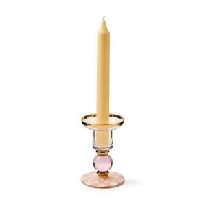 Check Glass Candlestick – Rosy Check, Small